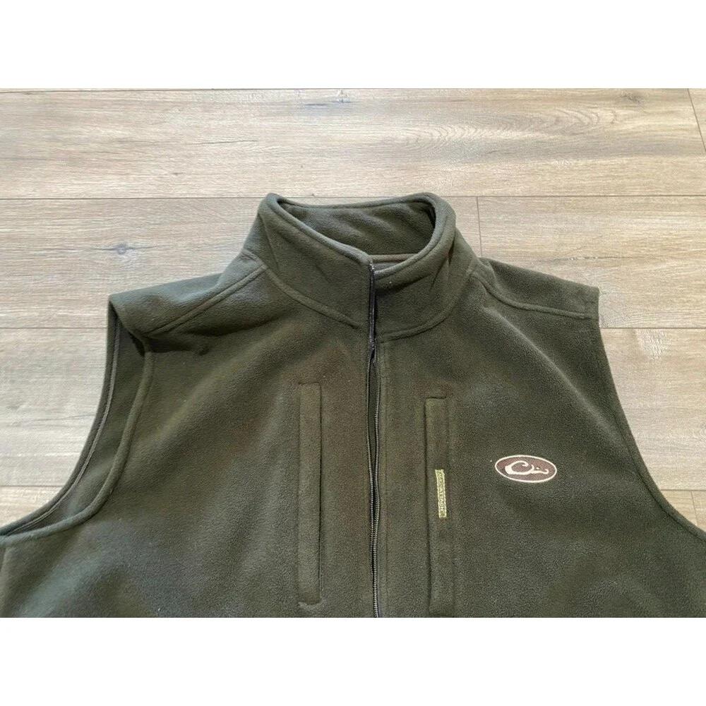 Drake Waterfowl Multi Pocket Fleece Hunting Vest Mens XXL Olive Missing Zipper - Picture 2 of 6